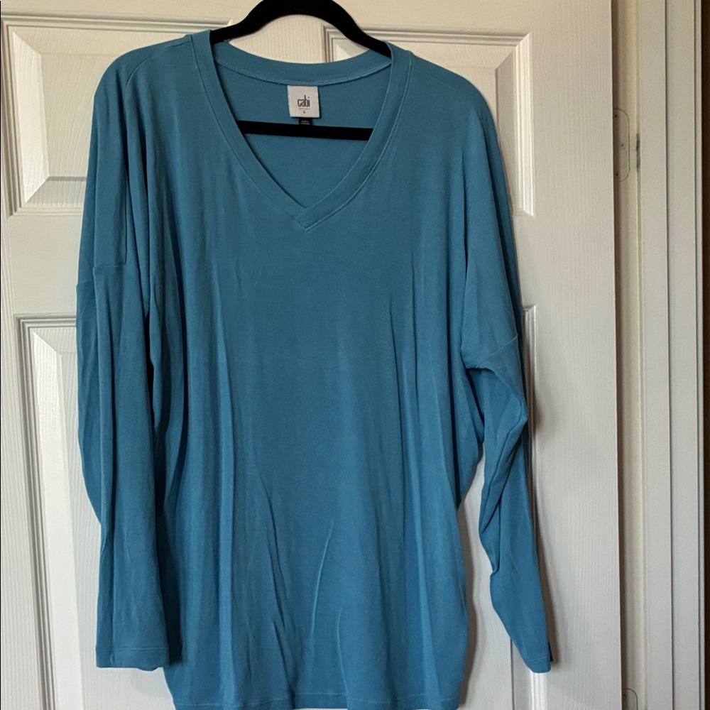 CAbi 6542 Teal V-Neck Long Sleeve Tee